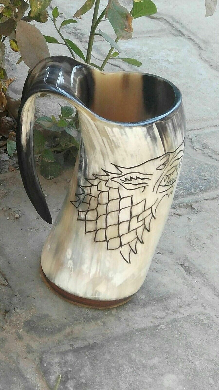 Antique Game Of Thrones Horn Mug Stark-Sigil Wolf Drinking Mug Christmas Gift