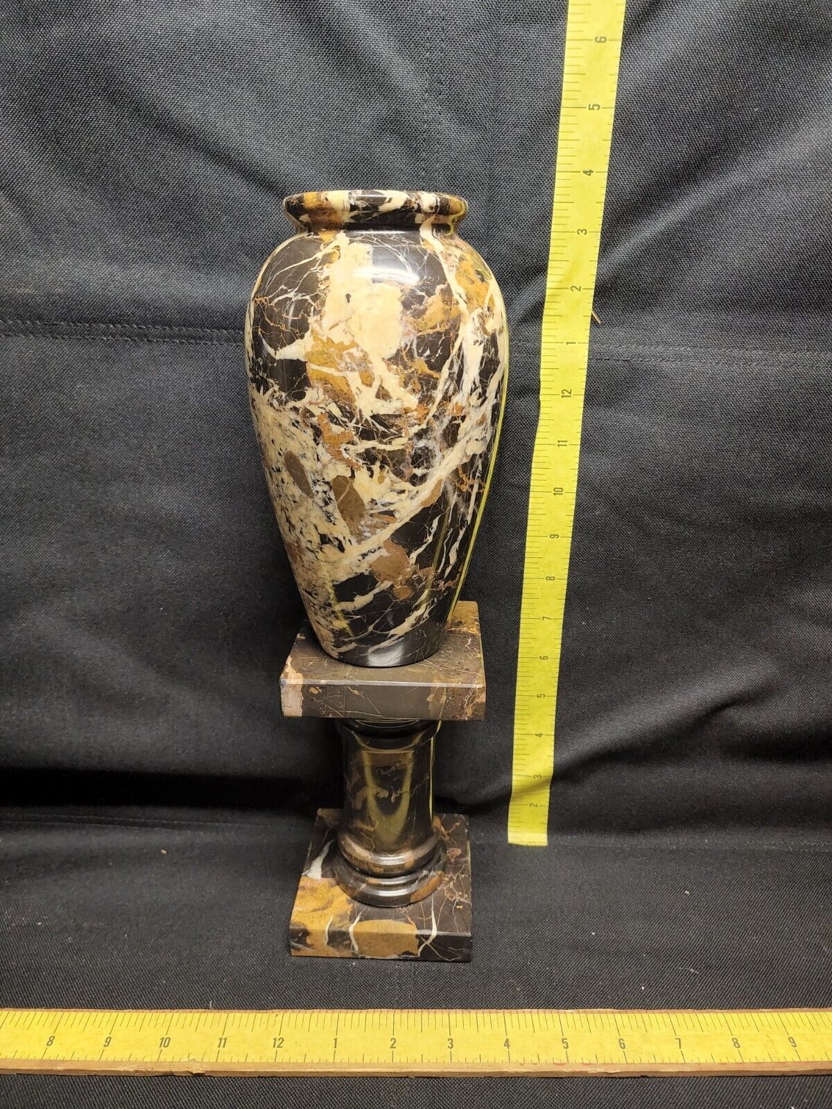 Vintage Onyx Marblestone Vase And Pedestal Flawless Shape