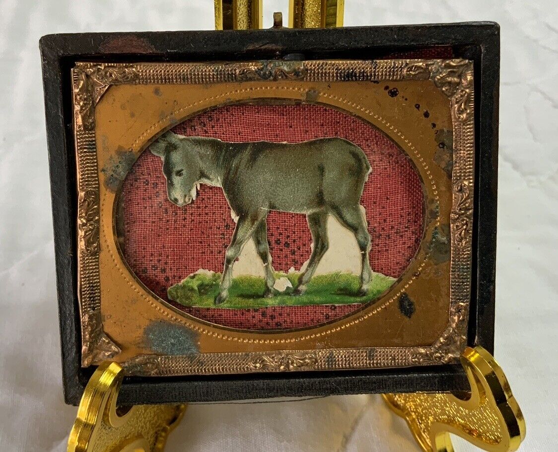 Vintage Antique Victorian Die Cut Ephemera Framed, Union Case, Goat