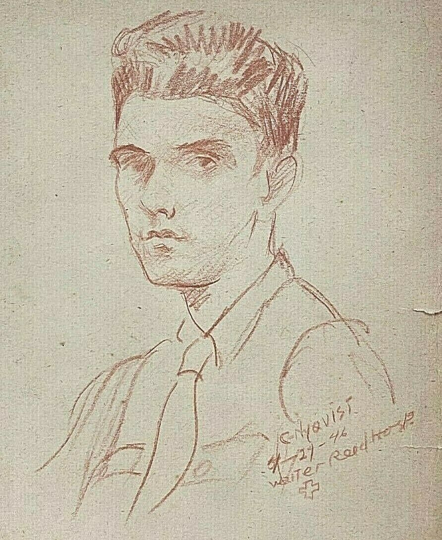 Carl Nyquist Hand Drawing Art Soldier Walter Reed Hospital Seaford Delaware 1946
