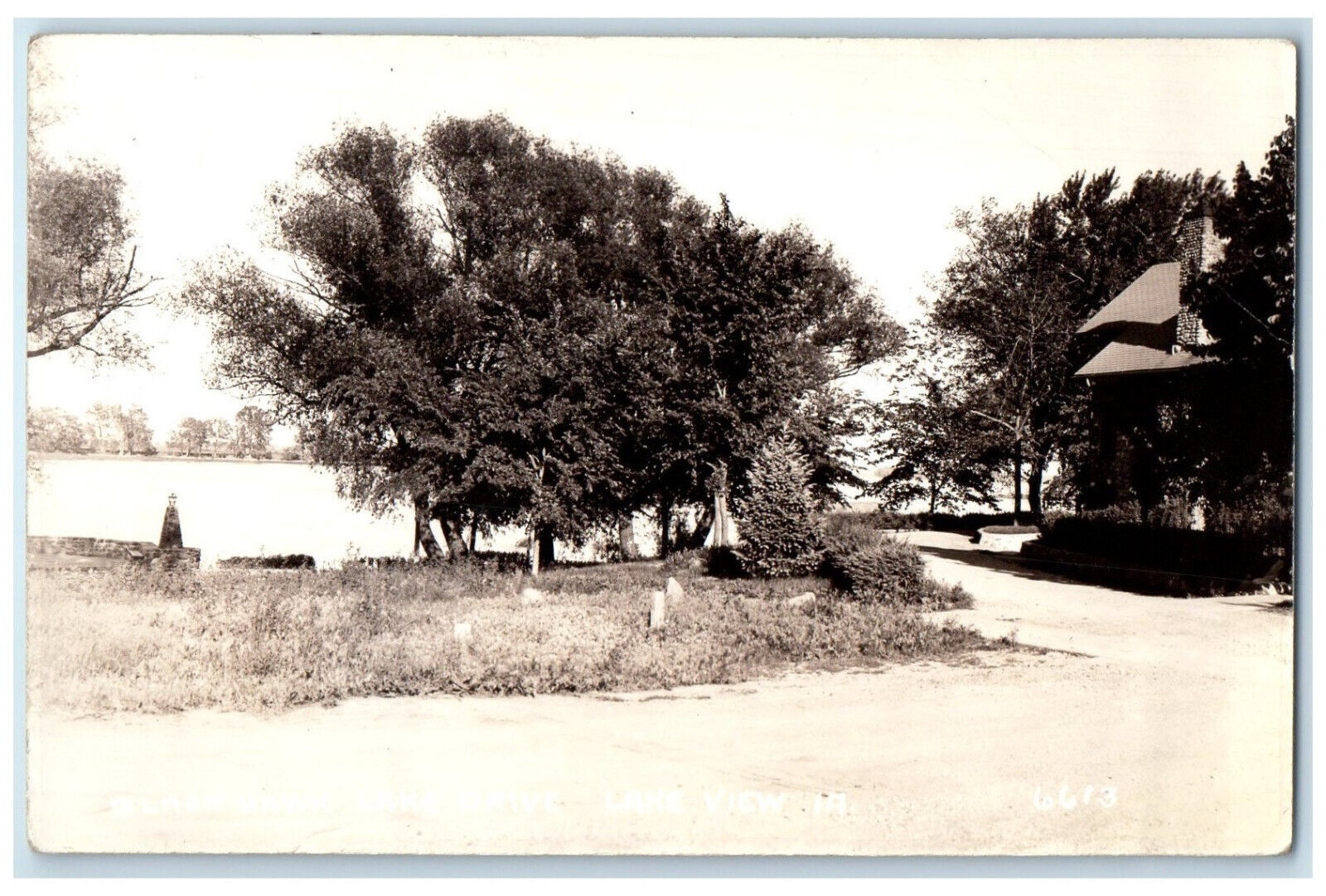 Lake View Iowa IA RPPC Photo Postcard Black Hawk Lake Drive c1920\'s Unposted
