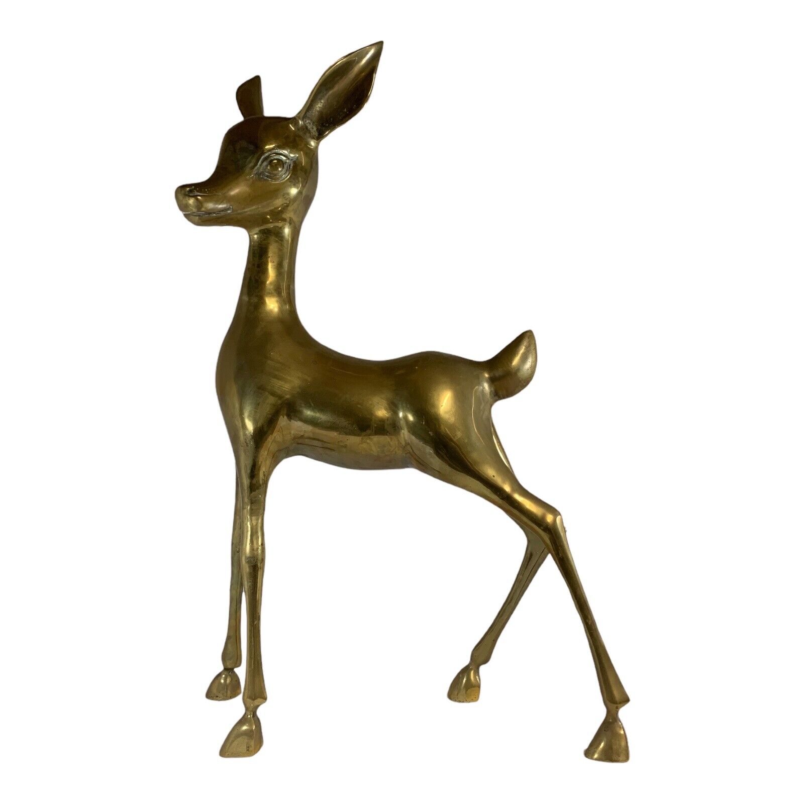 Extra Large Mid Century Modern Hollywood Regency Brass Deer Sculpture Bambi 27\