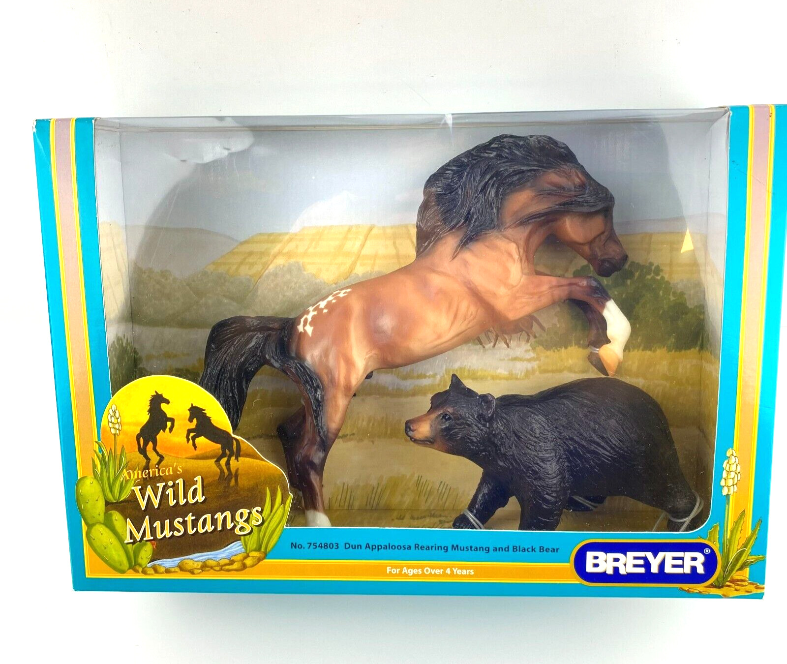 2003 Breyer Wild Mustangs Dun Appaloosa & Black Bear Horse Figure BOX DAMAGE