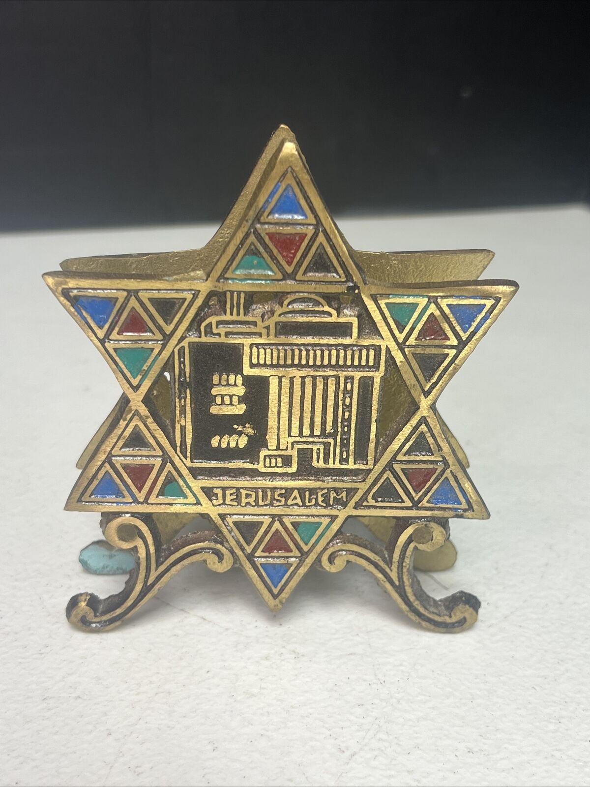 JERUSALEM Star Of David Vintage Brass Napkin Holder