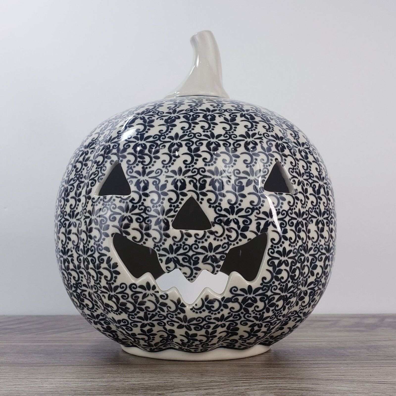 Zaklady Polish Pottery Halloween Jack-O-Lantern Ceramic Pumpkin Candle Holder