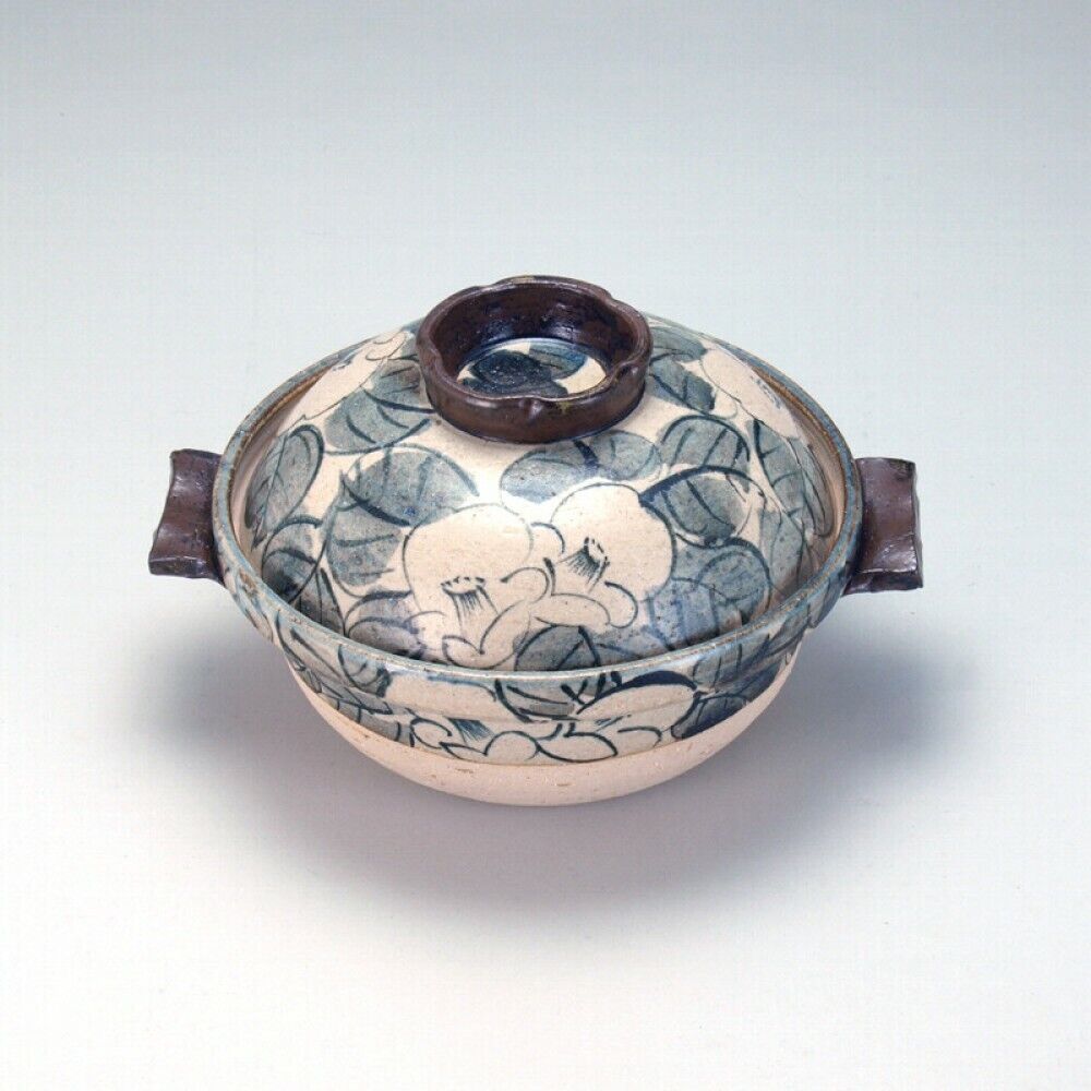 Donabe Japanese Ceramic Hot pot Kutani yaki ware Sometsuke Blue Tubaki 1-2 Japan
