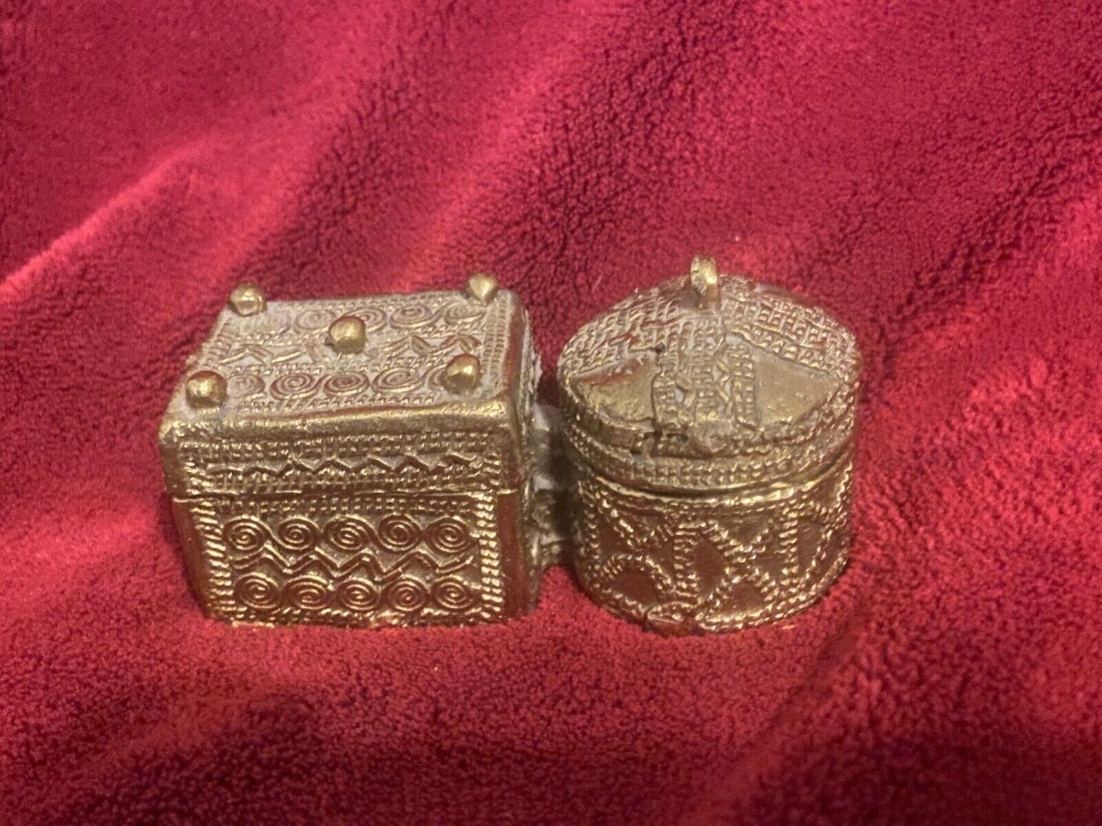 Unique Brass Miniature. Marvelous Replica Ifugao Baskets. Vintage.