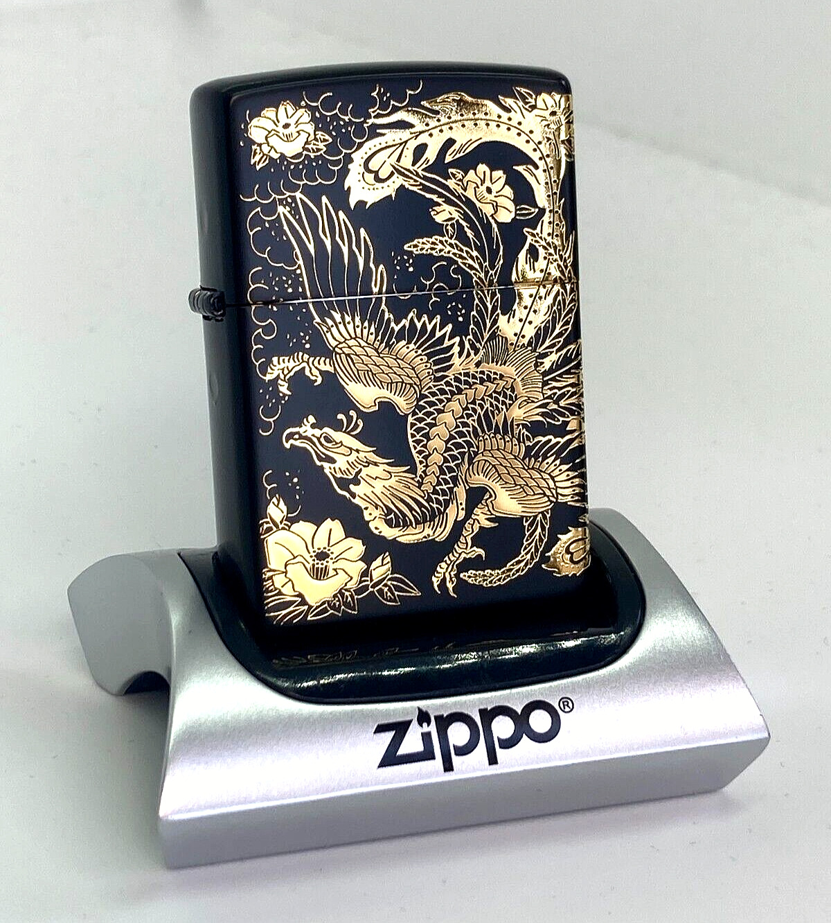 Bargain Zippo Phoenix Black Gold 2 Consecutive Sides Lighter Japan premium