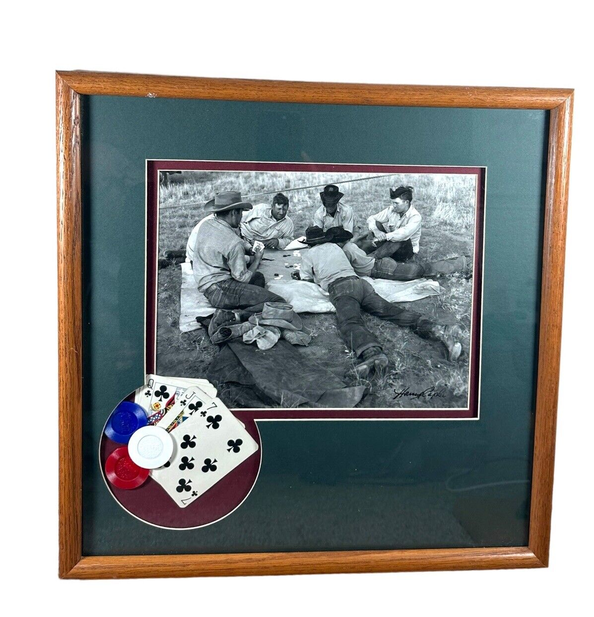 Framed Original Photograph by Harvey Caplin Cowboys Playing Poker At Bell Ranch