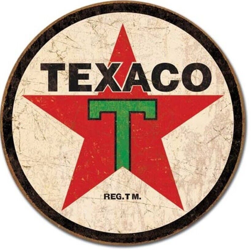 Texaco Oil Red Star Novelty Metal 12in Circular Sign
