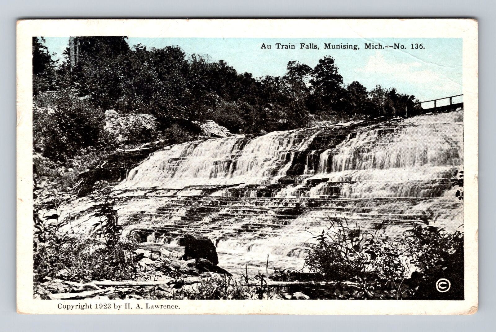 Munising MI-Michigan, Au Train Falls, Antique, Souvenir Vintage Postcard