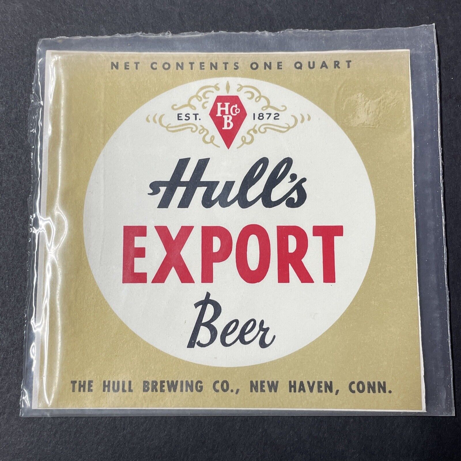 Vintage 1950s Hull\'s Export UNUSED Paper Label New Haven Connecticut Q2003