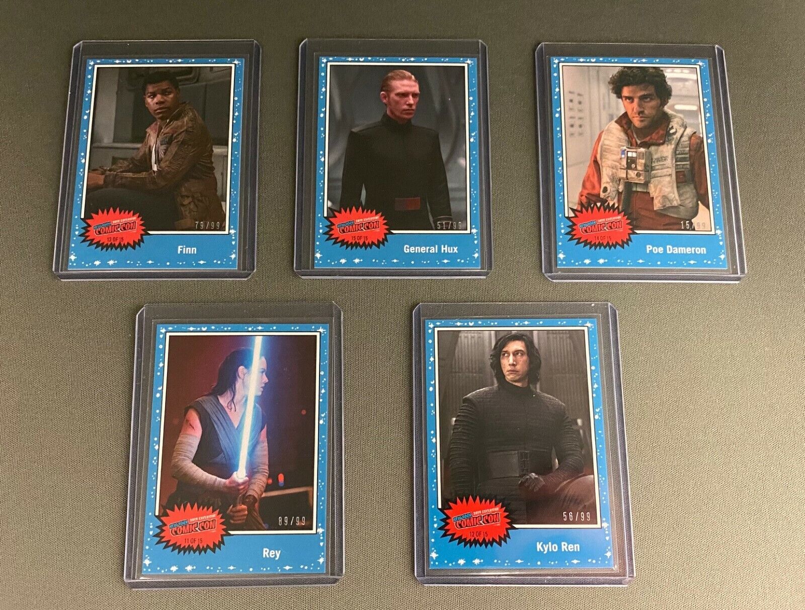 2019 NYCC Exclusive Topps Star Wars Card Set of 5 LE 99 Comic-Con Po Kylo Rey
