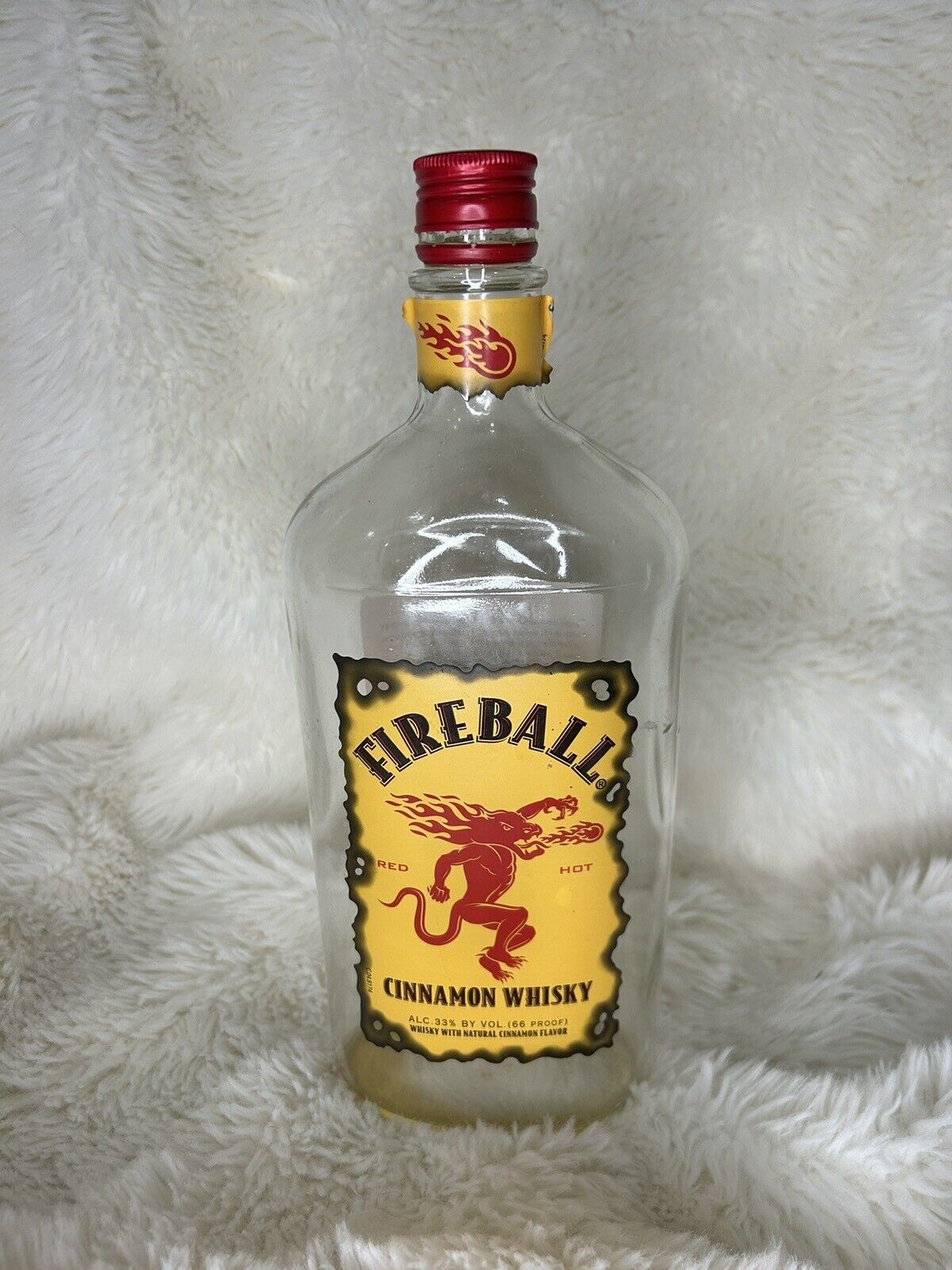 Fireball Cinnamon Whiskey Bottle Empty 1 Liter w/cap Pre Washed