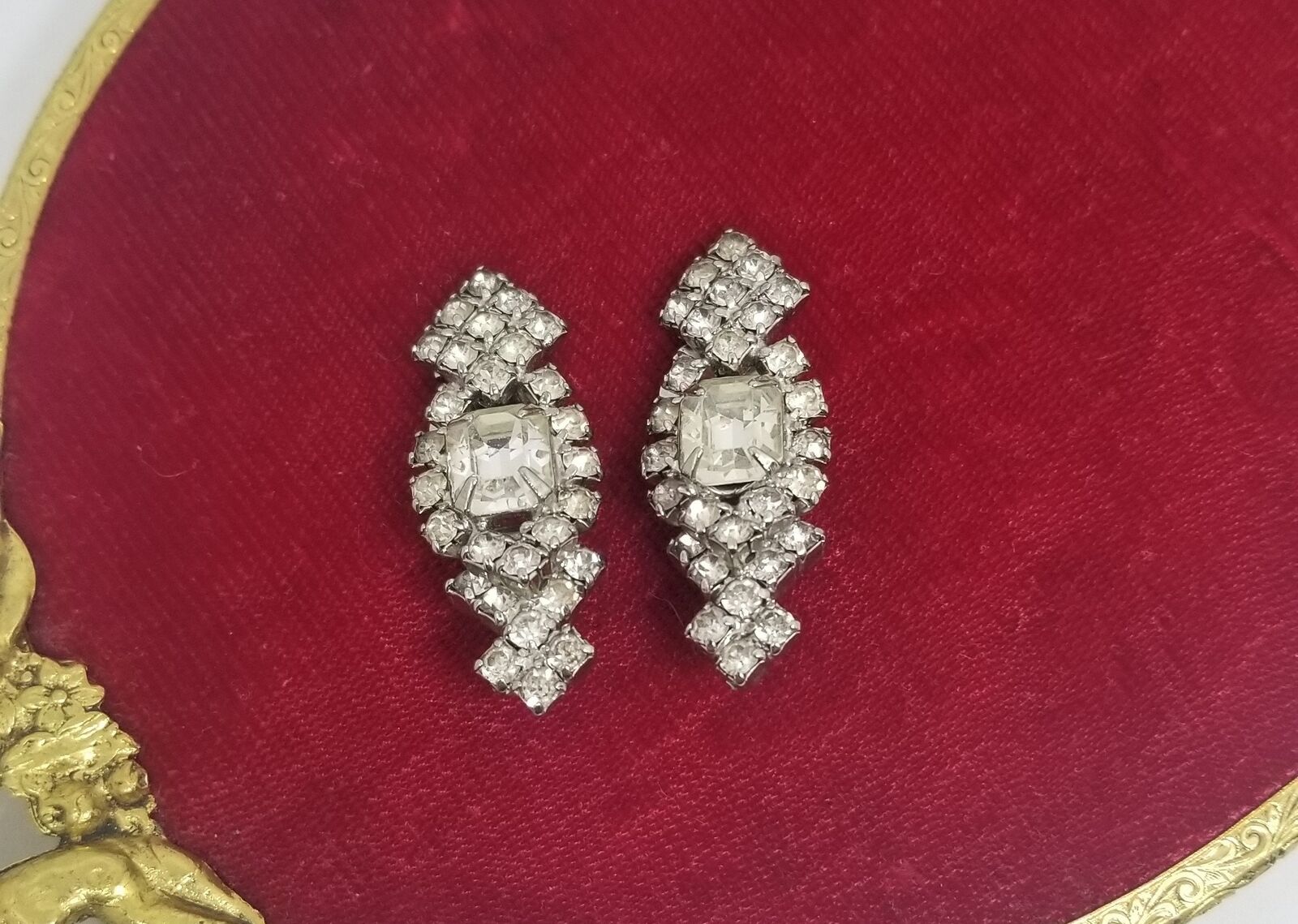 Clear rhinestone Clip on earrings glamorous bridal