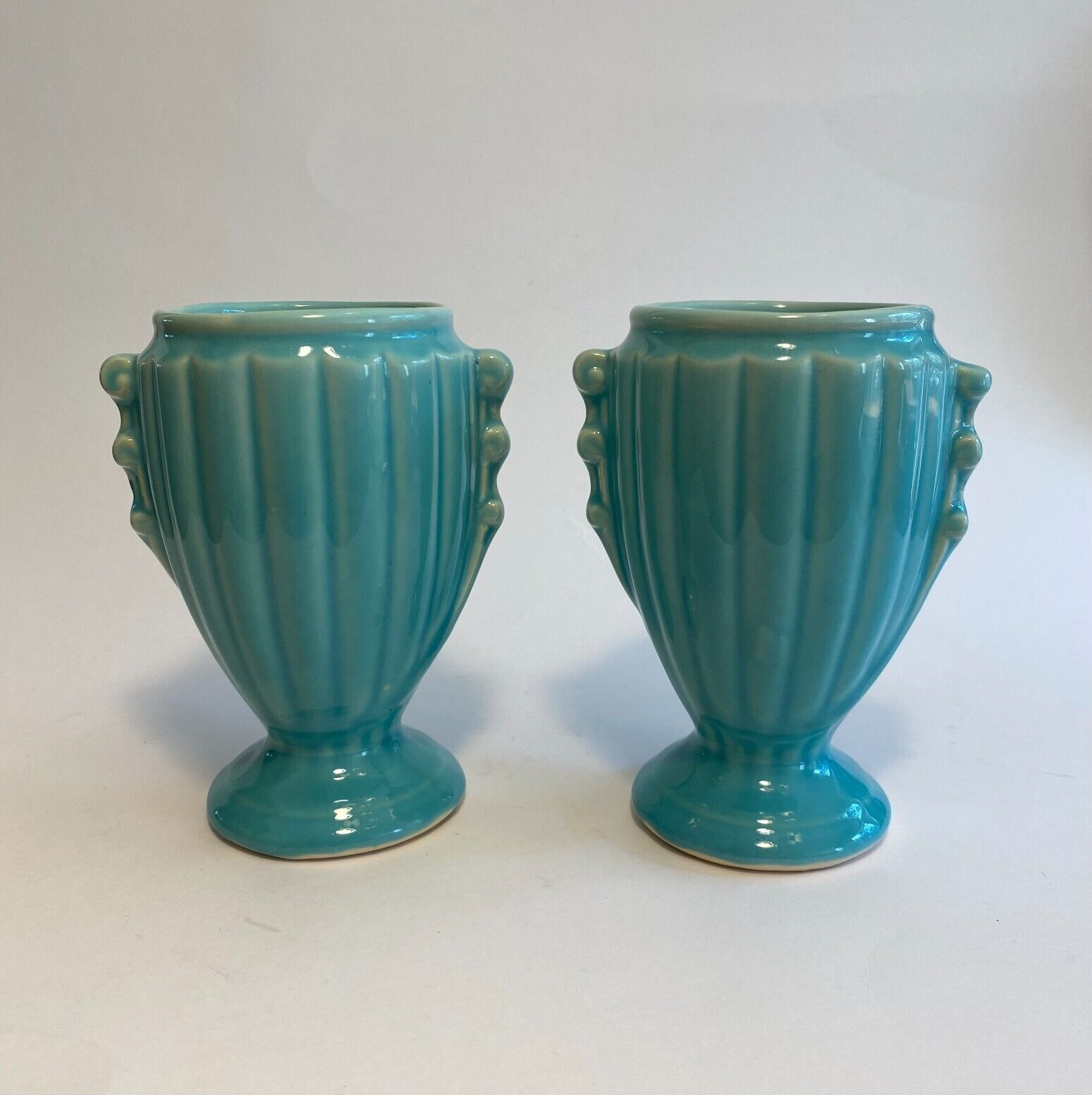 Vintage Aqua Vase USA Art Deco 1950s