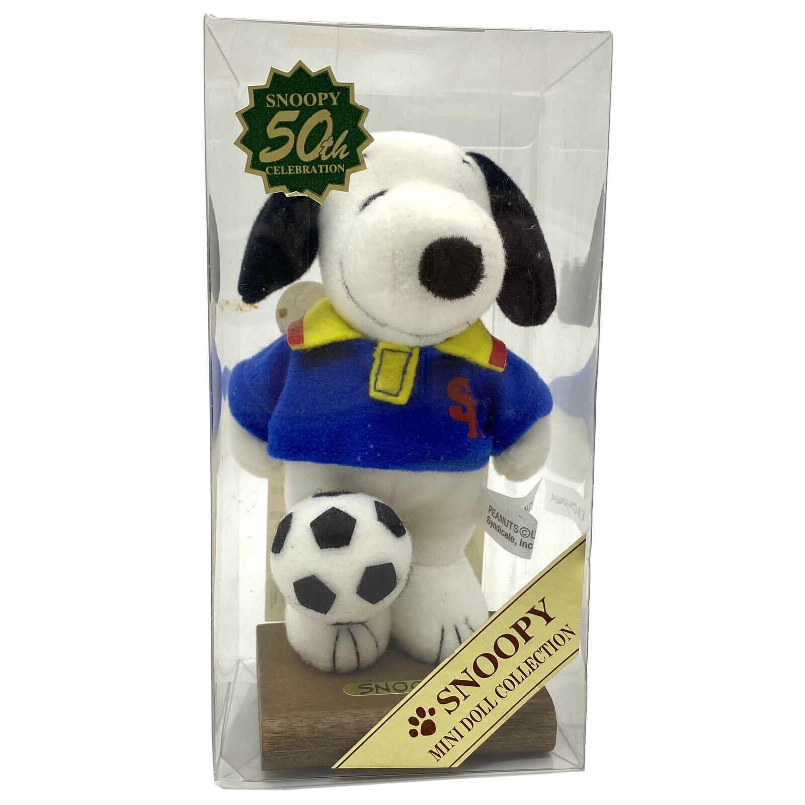 Vtg 2000 Peanuts Snoopy 50th Celebration Plush Mini Doll SOCCER Football PLAYER