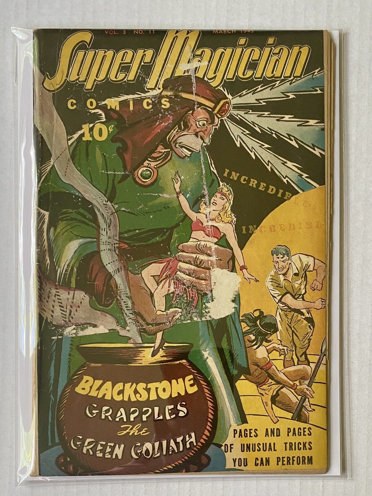Super Magician Vol. 3 #11 GD- 1.8 1945 Green Goliath Blackstone Street & Smith