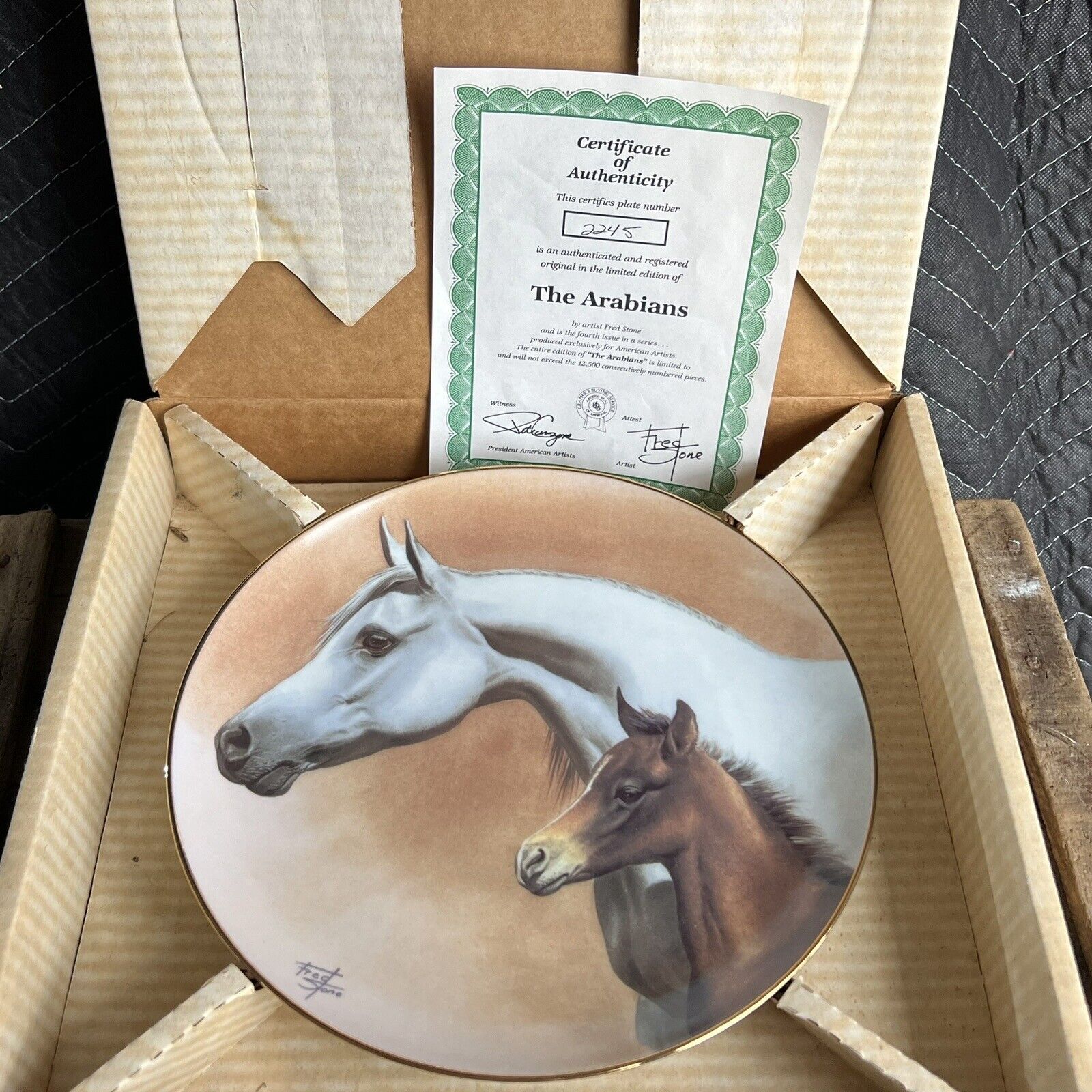 Fred Stone The Arabians Equestrian Plate Original Box And COA Limited Edition