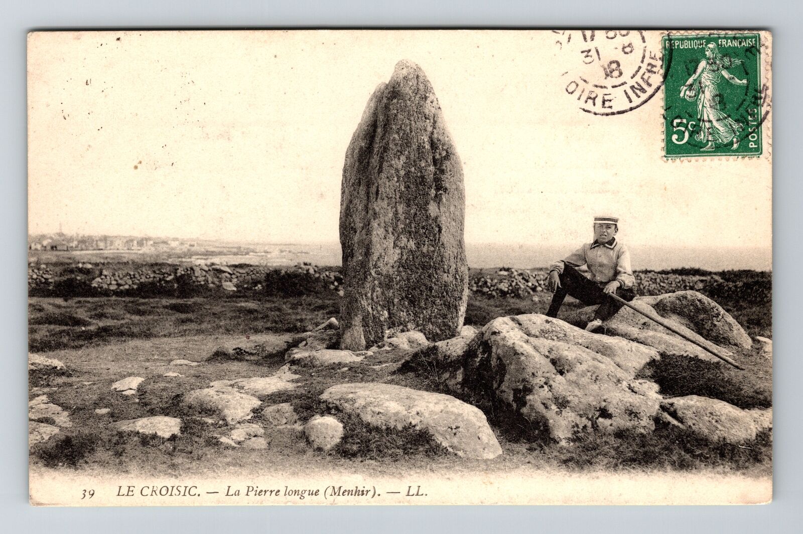 Le Croisic France, La Pierre longue Menhir, Vintage Postcard