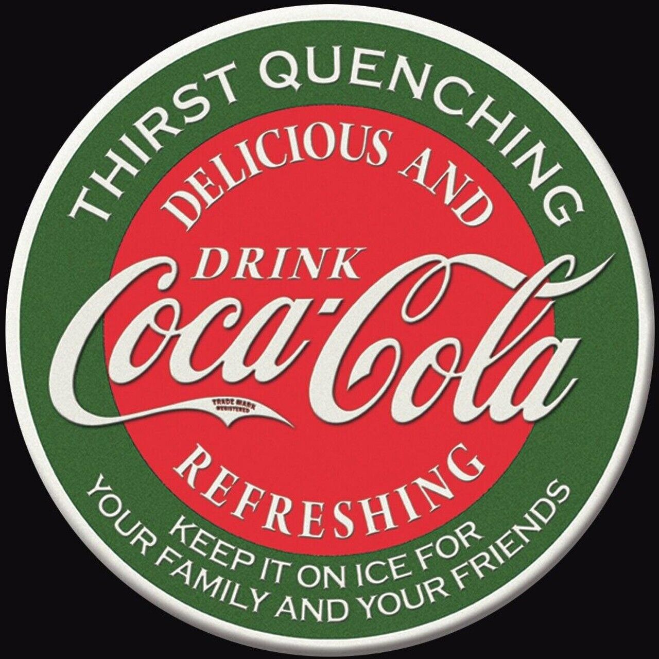 Coca Cola Thirst Quenching Round Sign Refrigerator Magnet Decor 3 Inch Diameter 