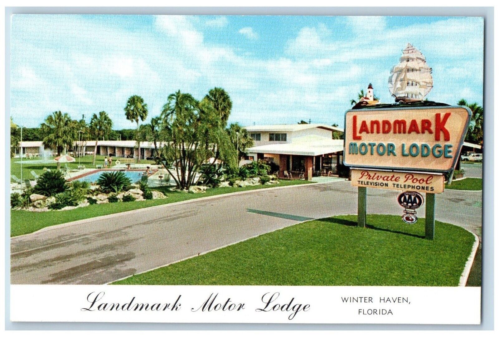 Winter Haven Florida FL Postcard Landmark Motor Lodge Howard Restaurant c1960\'s