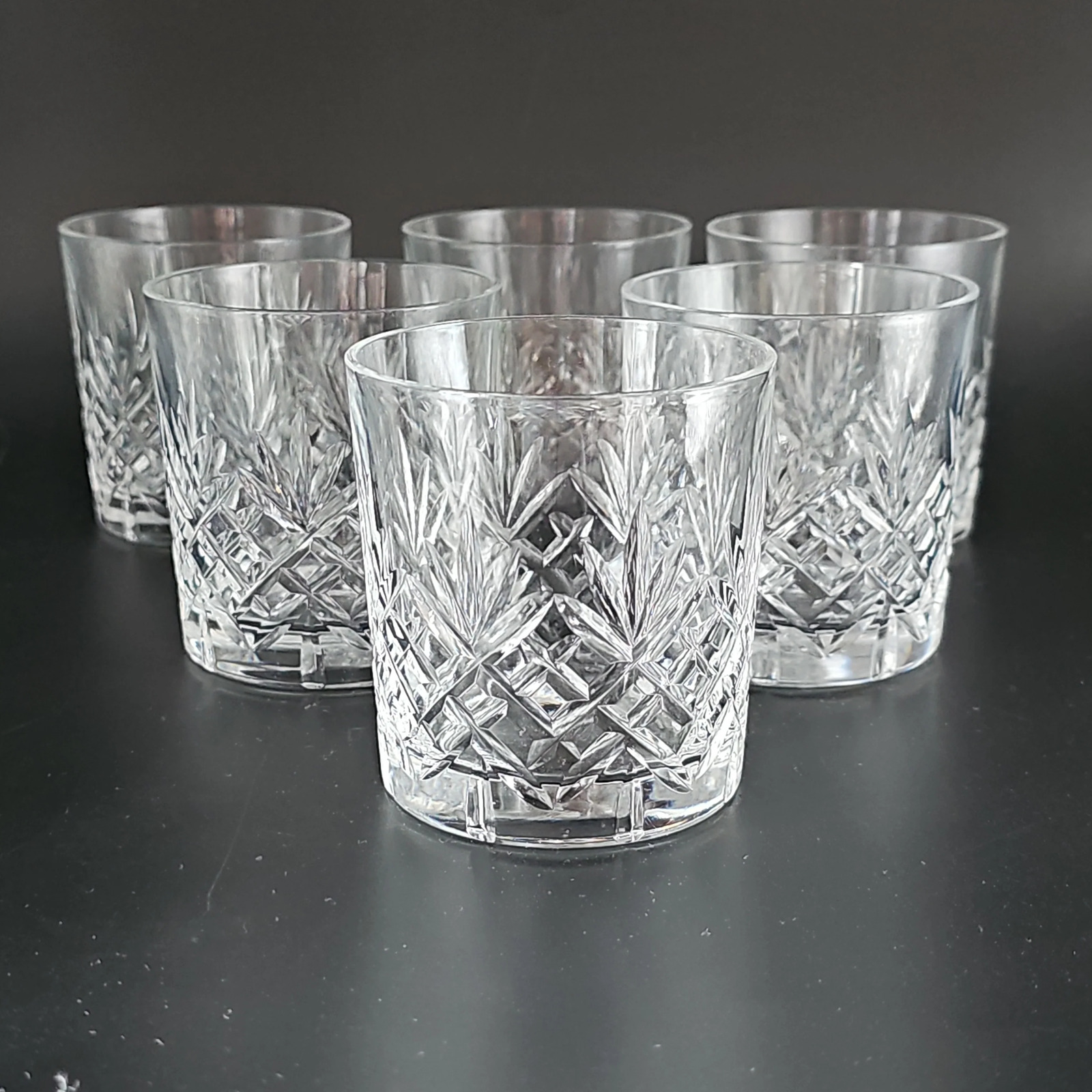 Beautiful vintage set of 6 Crystal Whisky Tumblers. 7oz