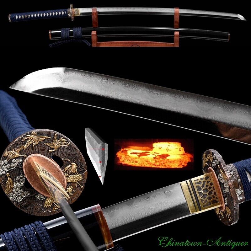 Japanese Sword Katana Honsanmai Kobuse Jihada Forged SandwichSteel Hamon Blade