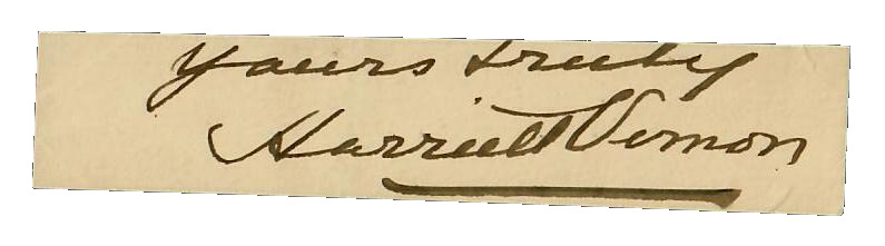 RARE “Victorian Era Actress” Harriet Vernon 1.5X4 Clipped Signature