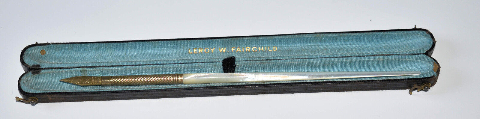 Antique Fairchild 9 Gold & Mother of Pearl Dip Pen~Full Flex Nib #2~OriginalCase