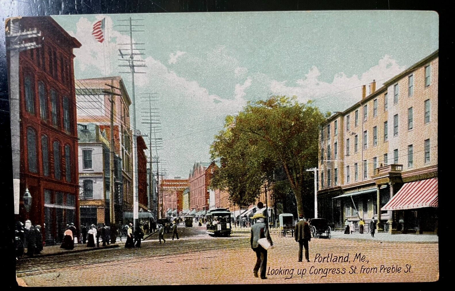 Vintage Postcard 1907-1915 Congress Street, from Preble Street, Portland, Maine