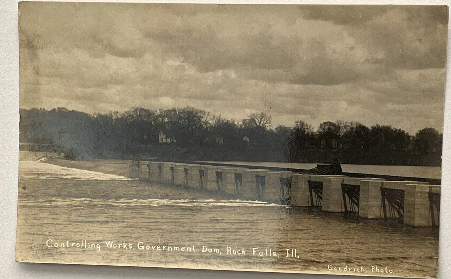 RPPC Rock Falls Illinois Government Dam Vintage Real Photo Postcard c1910