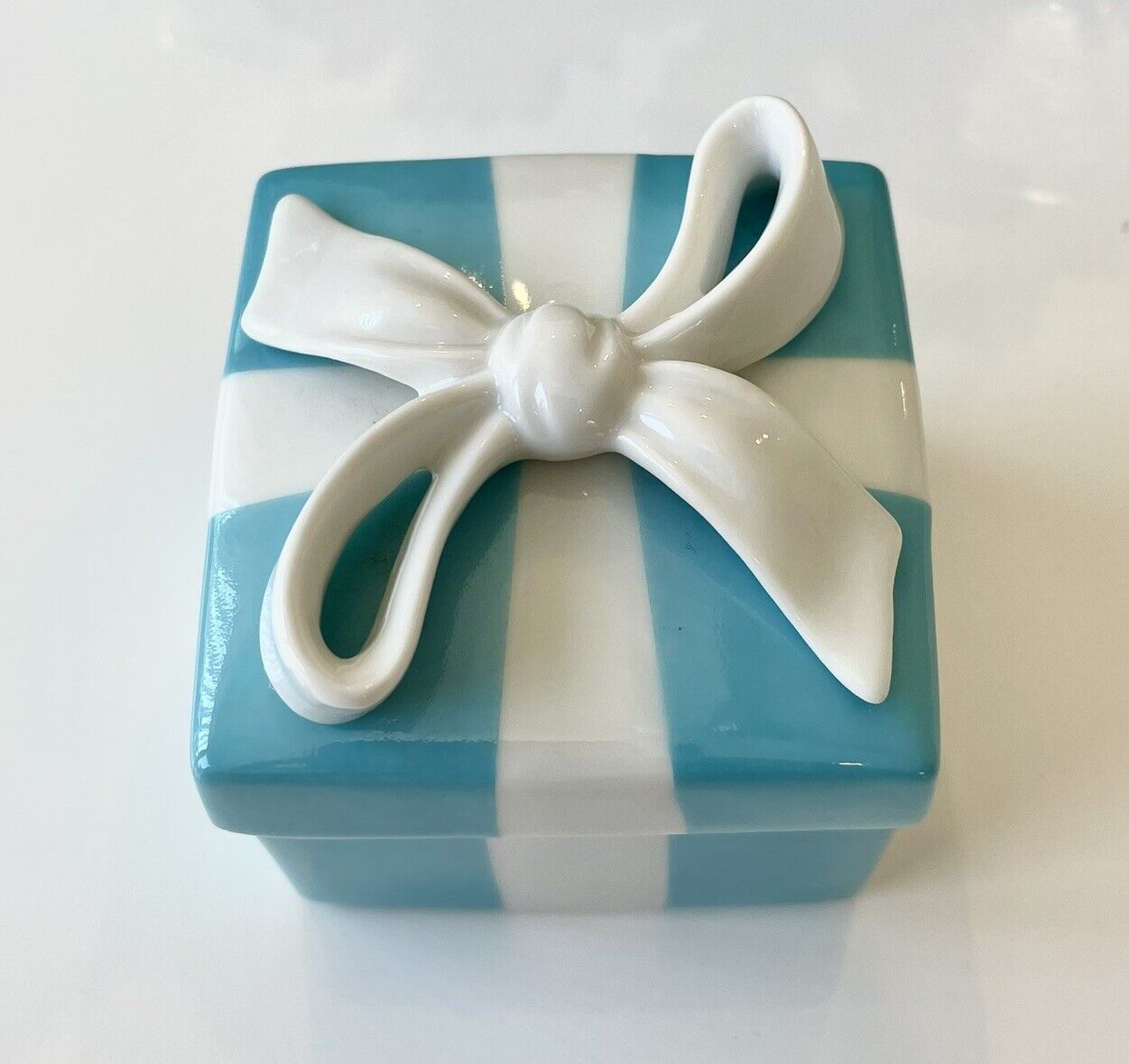Tiffany & Co Blue & White Trinket Box - Vintage - 2” - Excellent Condition
