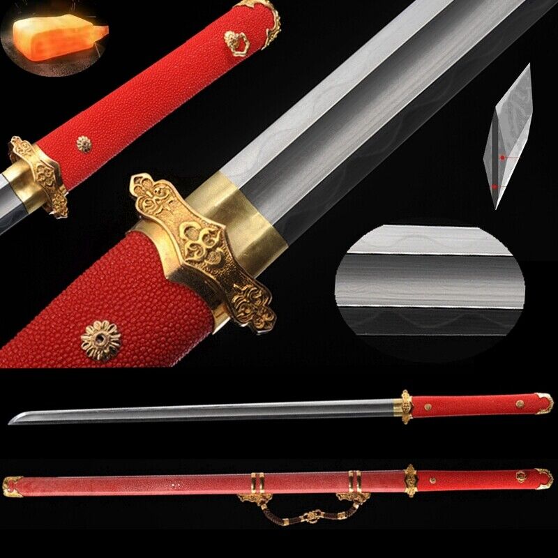 Sharp Double-edged Tang Sword Pattern Steel Shingane + T10 Steel Honsanmai #966