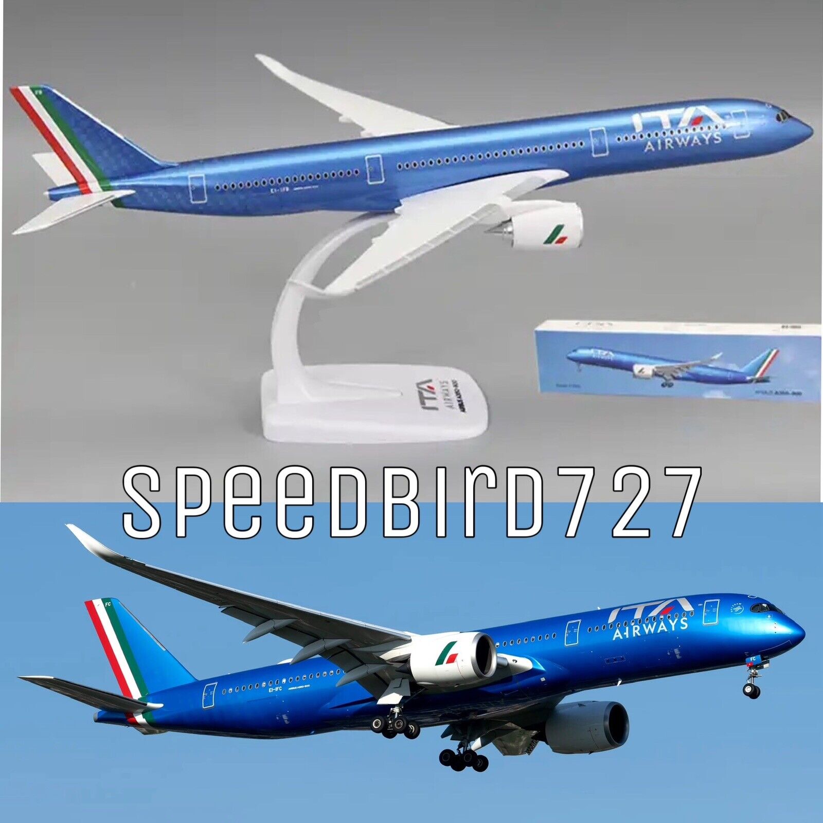 1/200 Scale Airplane Model - ITA Airlines Airbus A350-900 Model With Stand