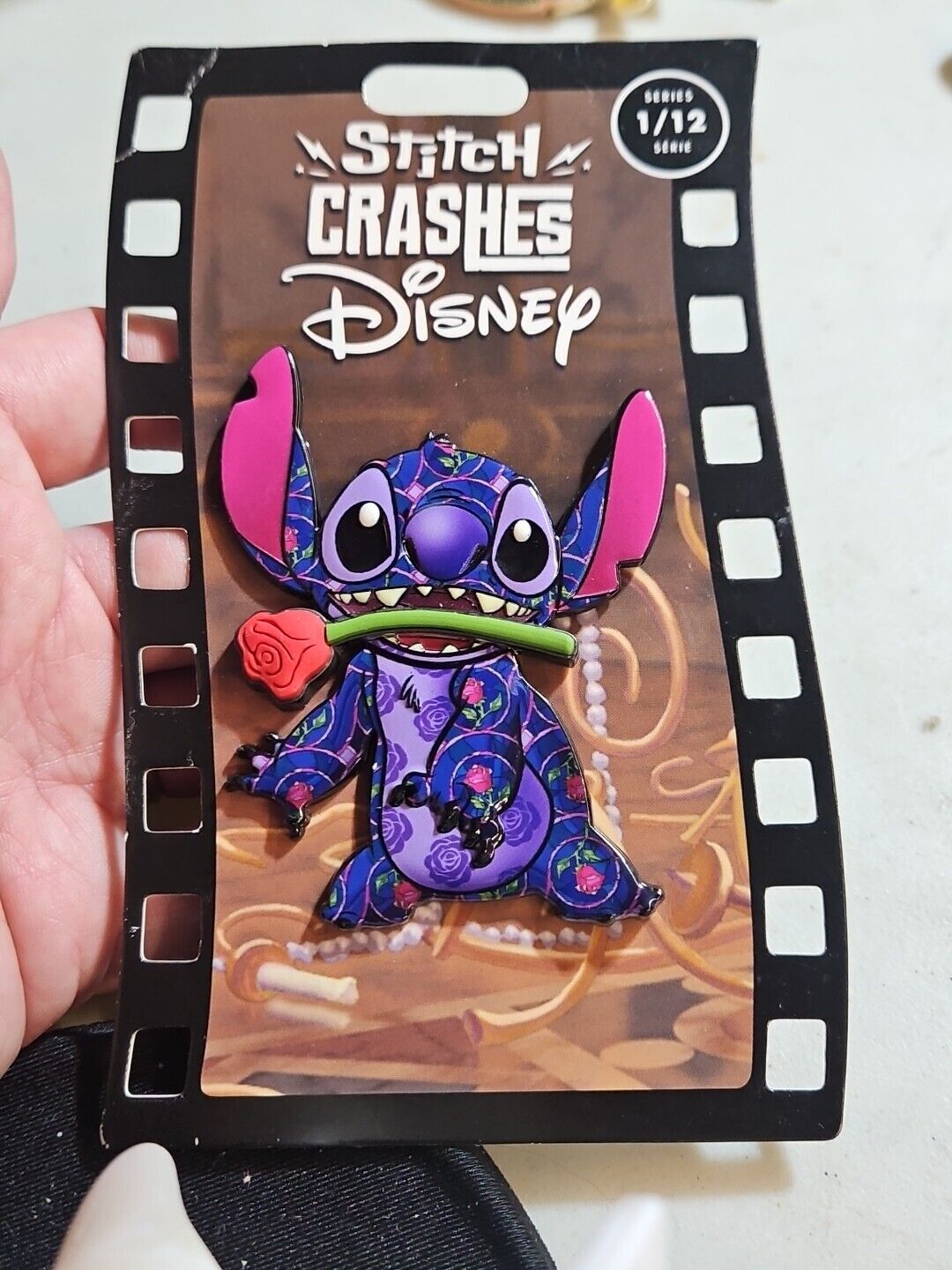 Disney Pin Stitch Crashes Disney Beauty and the Beast Jumbo Pin Release 1/12 UK