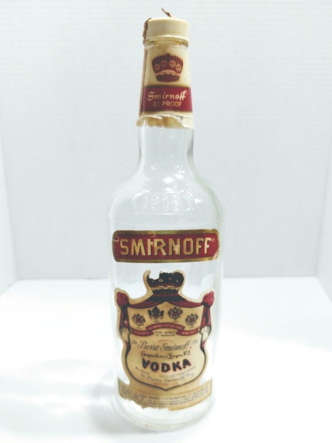 Vintage Smirnoff Vodka Bottle 1 Liter Empty 
