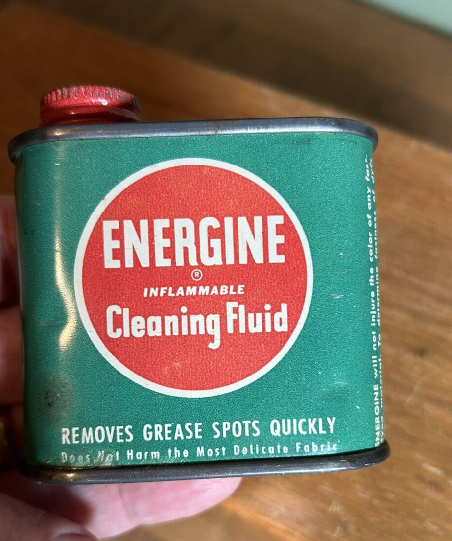 vintage ENERGINE Cleaning Fluid 3 oz tin advertising collectible  EMPTY