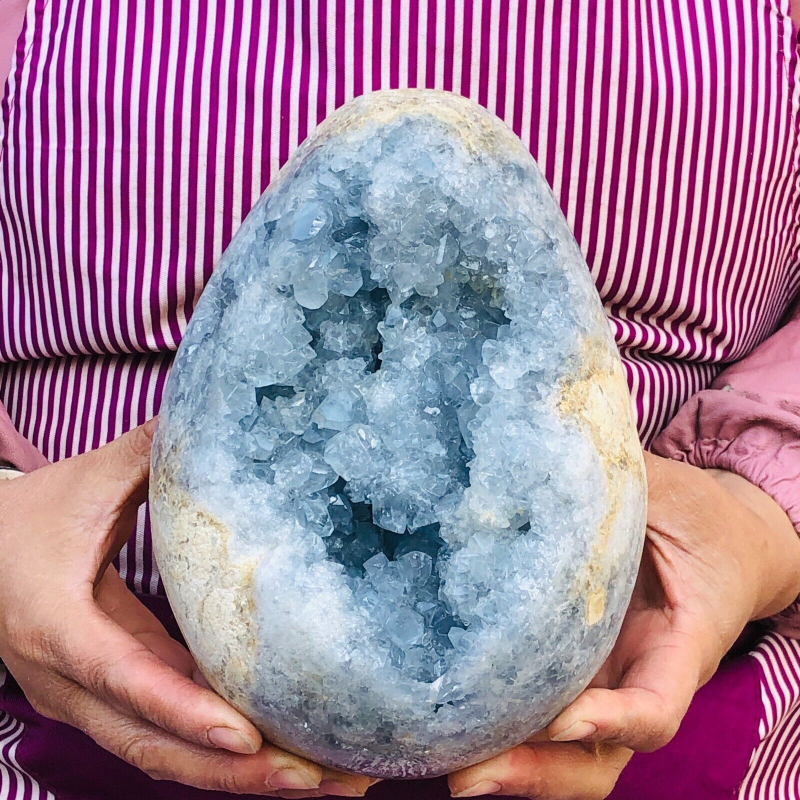 10.49LB Natural Beautiful Blue Celestite Crystal Geode Cave Mineral Specimen