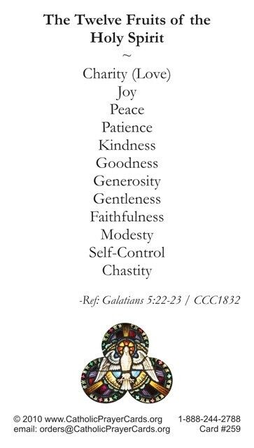 Twelve Fruits of the Holy Spirit, Seven Gifts, Prayer Card (10-pack)