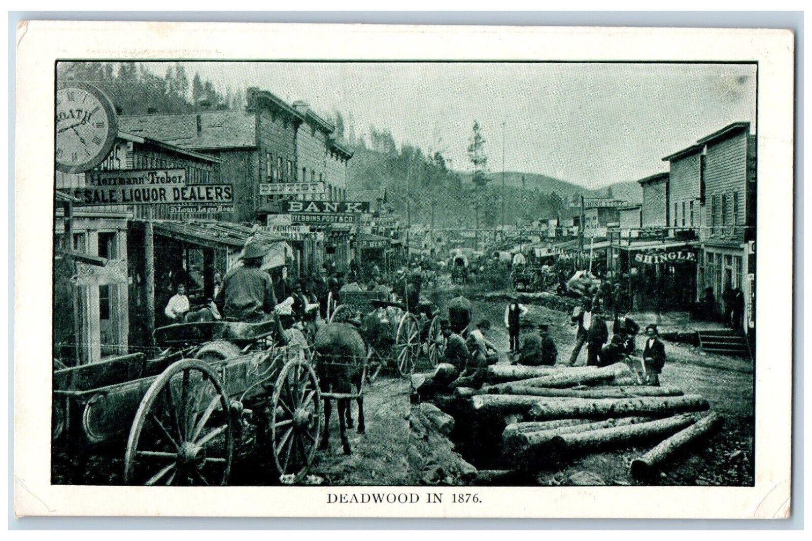 Deadwood South Dakota Postcard Horse Carriage Exterior Building Exterior c1910