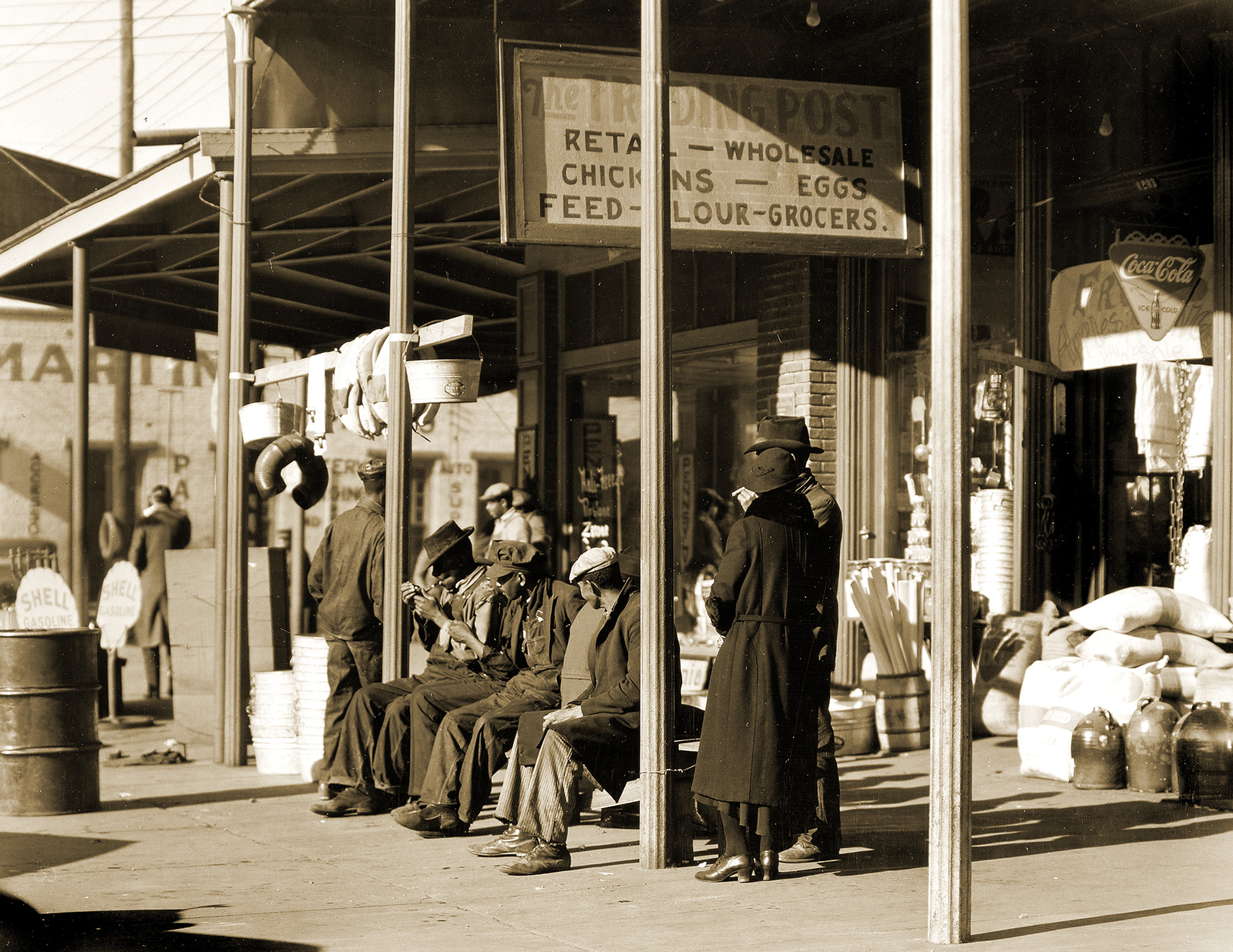 1935 Sidewalk Scene, Selma, Alabama Old Photo 8.5\