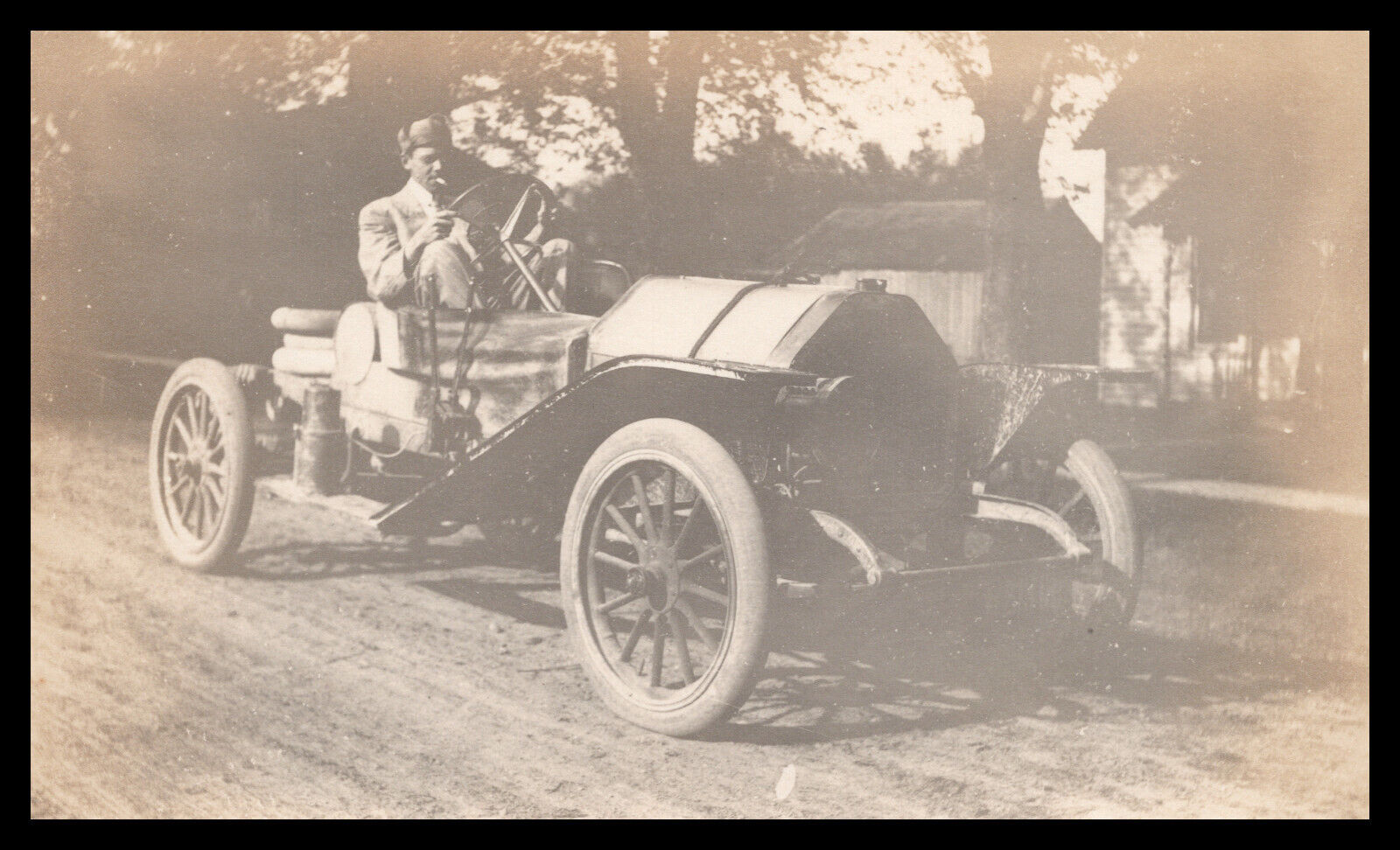 Antique Auto, Gearbox on Right - OUTSIDE of the CAR Real Photo Postcard, RPPC
