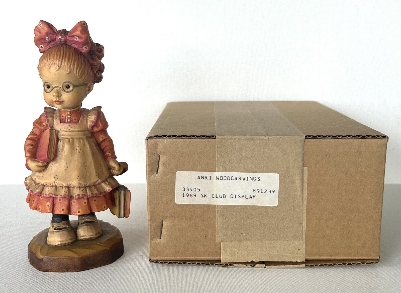 ANRI By Sarah Kay Wood Carving “OFF TO SCHOOL” Figurine 7 Inch LE 655/4000