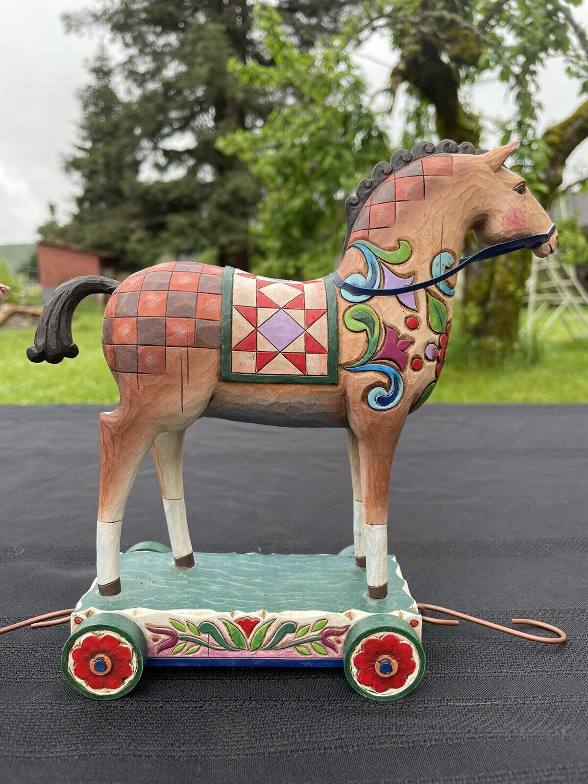 2007 Jim Shore Painted Pony  On Cart. Farmhouse Decor
