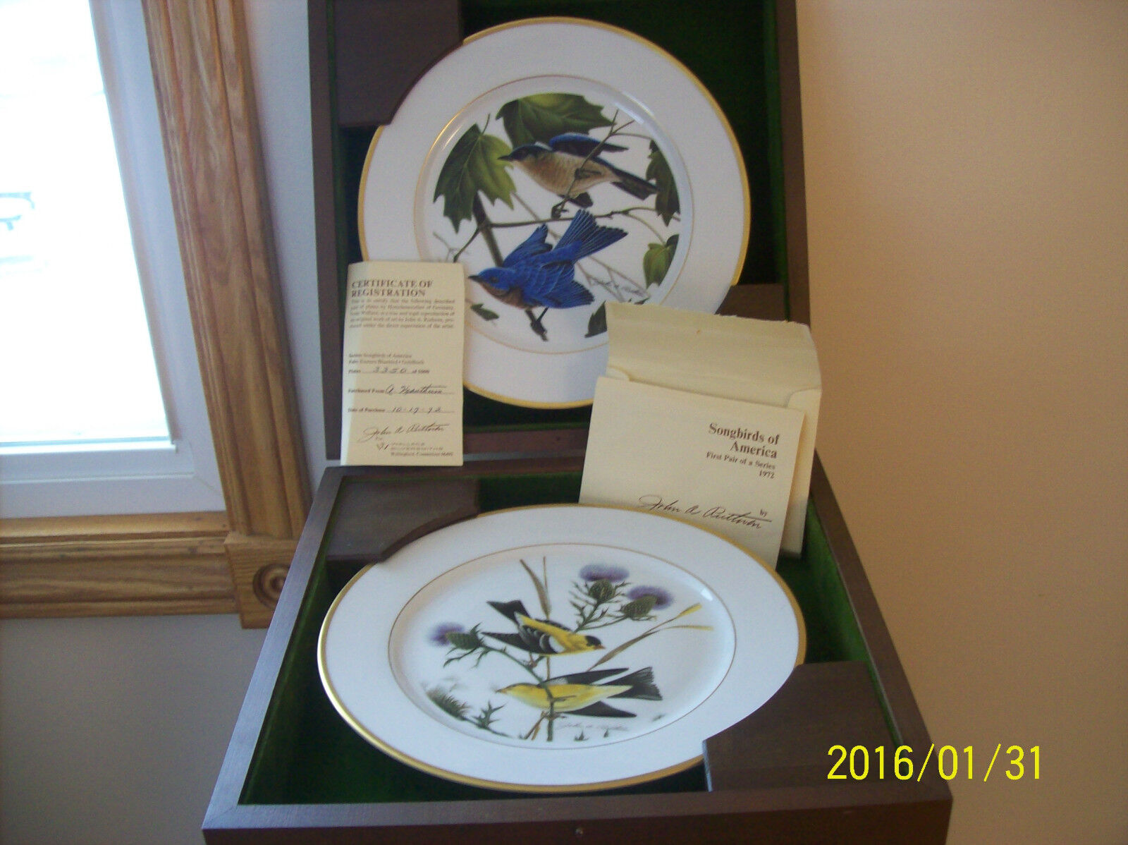 Songbirds of America First Pair 1972 John A Ruthaven Wallace Silversmith Plates