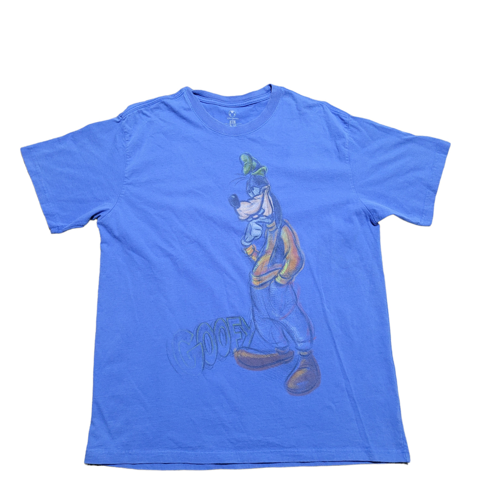 VTG Disney Goofy T-Shirt XL Blue Men Cotton Casual Cartoon Sketch Crew Retro