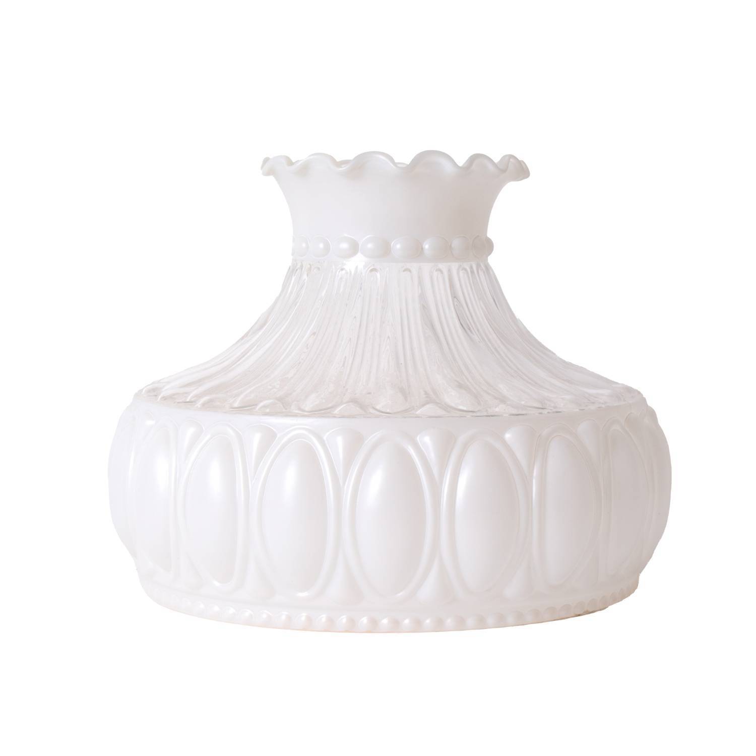 Aladdin Oil Lamp Glass Shade Fits 10 in Shade Ring Base, White Frosted Glass