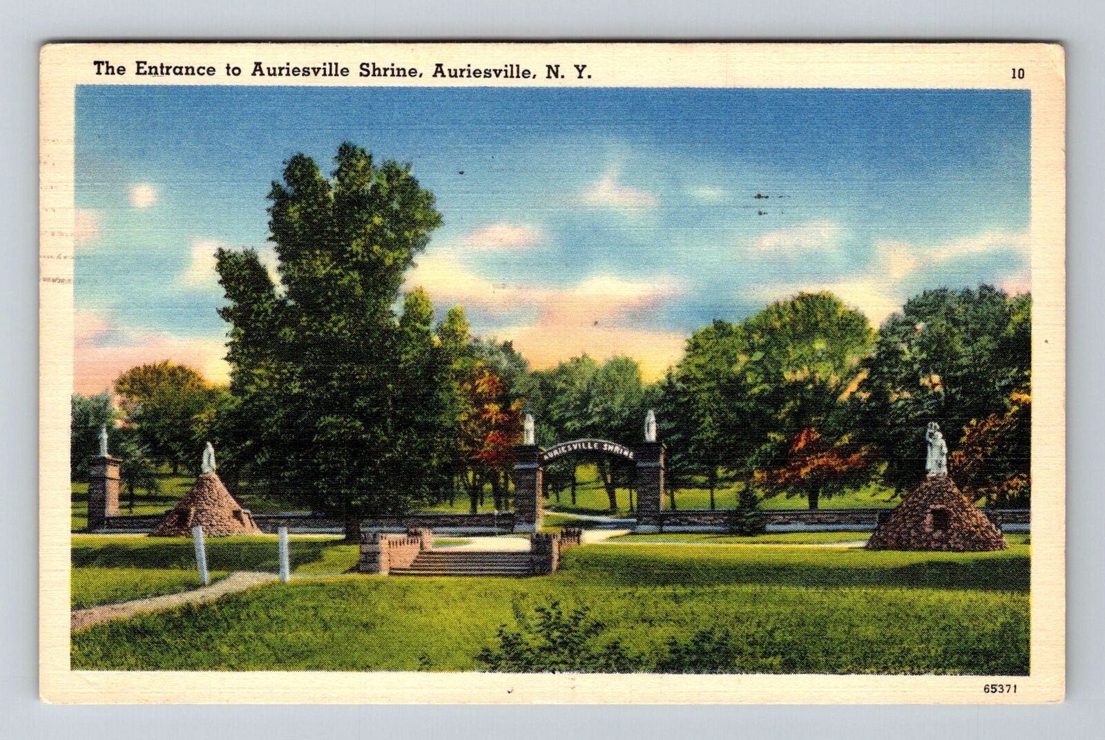 Auriesville NY-New York, Entrance to Auriesville Shrine, c1940 Vintage Postcard