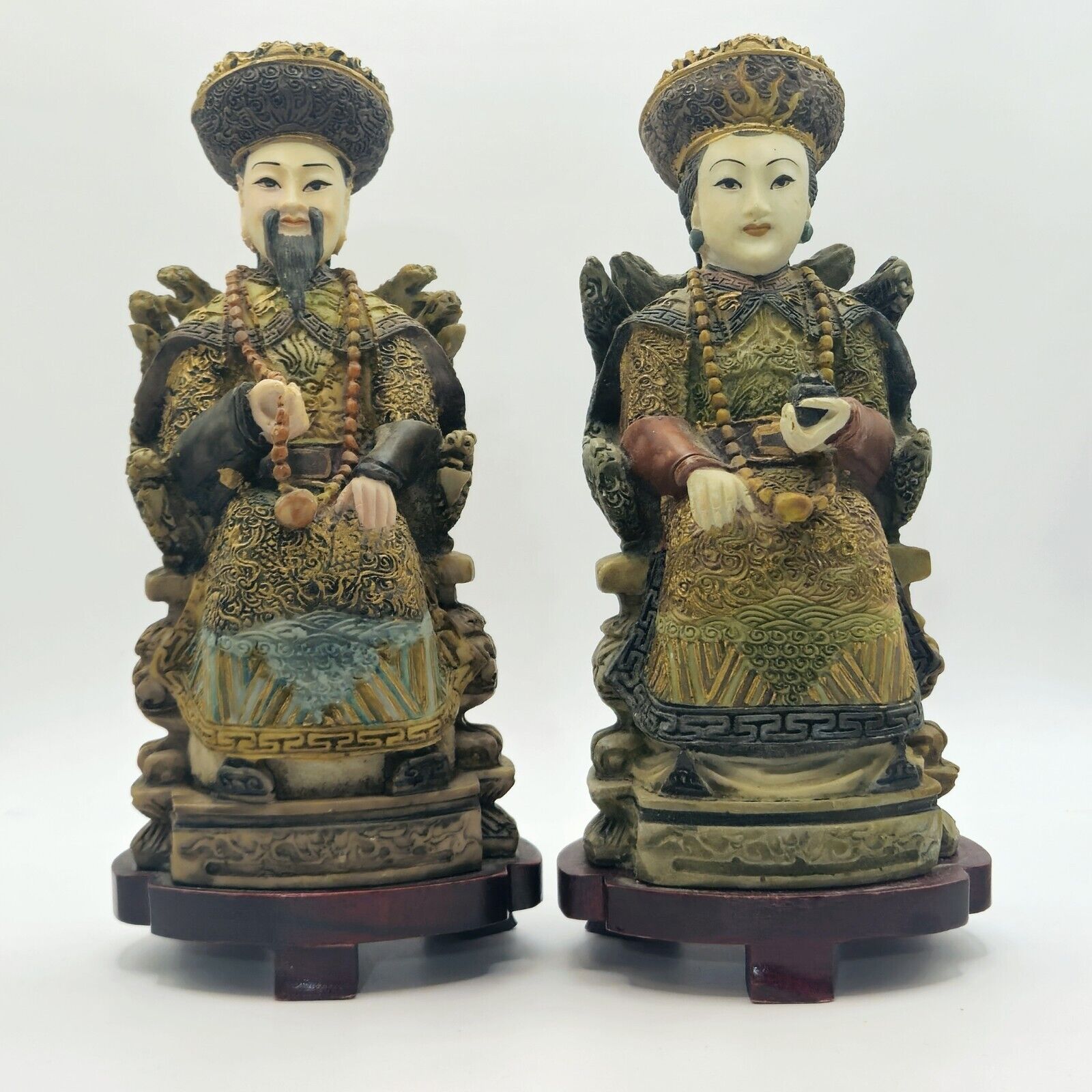 Vintage Chinese EMPEROR & EMPRESS resin figurines
